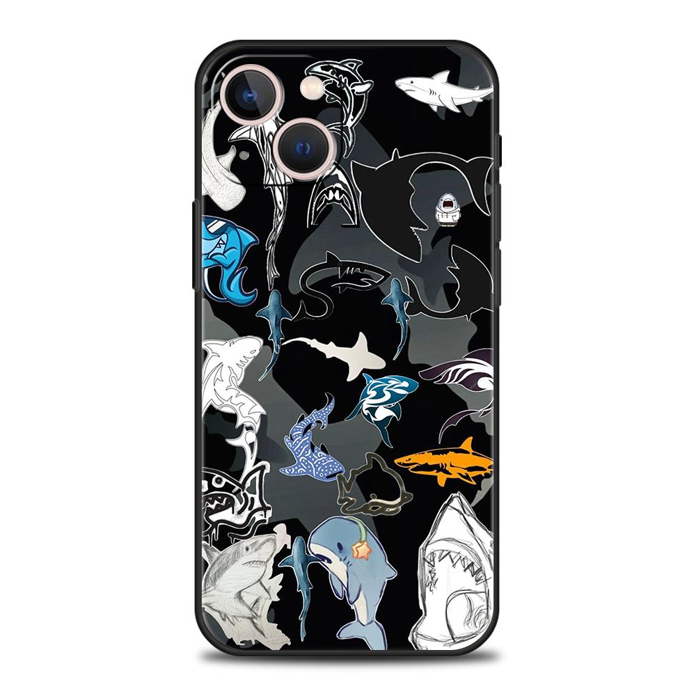 

Чехол для телефона для iPhone 17 16 15 14 13 12 Pro Max 11 Pro Max 17 AIR Plus Ударопрочный Мягкий ТПУ Корпус Рисунок Морские Акулы iPhone 17 Pro