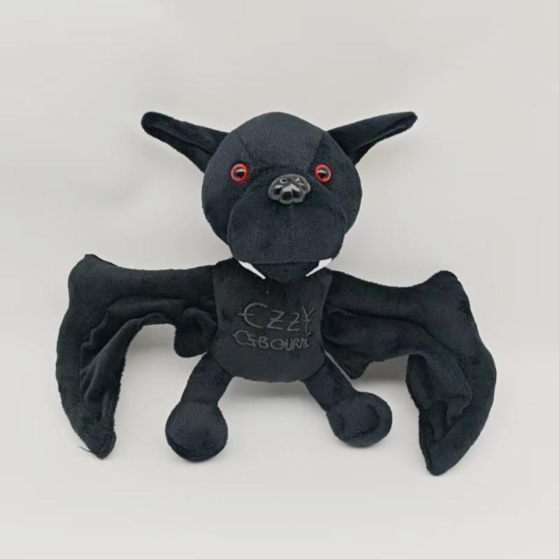 TreasuringU New 25cm Ozzy Osbourne Bat Plushie Halloween Black Bat Plush Toys Cartoon Horror Bat Stuffed Dolls Birthday Gifts