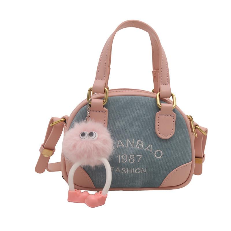 Trendy Mini Denim Letter Crossbody Bag For Kids Stylish Unisex Shoulder Bag For Toddlers