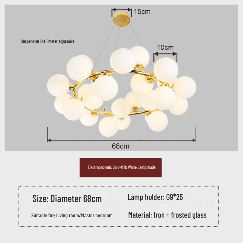 

Скандинавская люстра-шар из матового стекла - Постмодернистская минималистичная люстра для гостиной Магические бобы