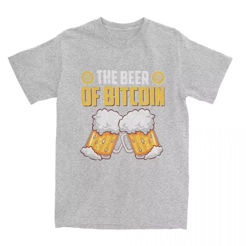 Awesome The Beer Of Bitcoin T-Shirts Men Round Neck T Shirt Cryptocurrency BTC Crypto Short Sleeve Tee Shirt Clothing