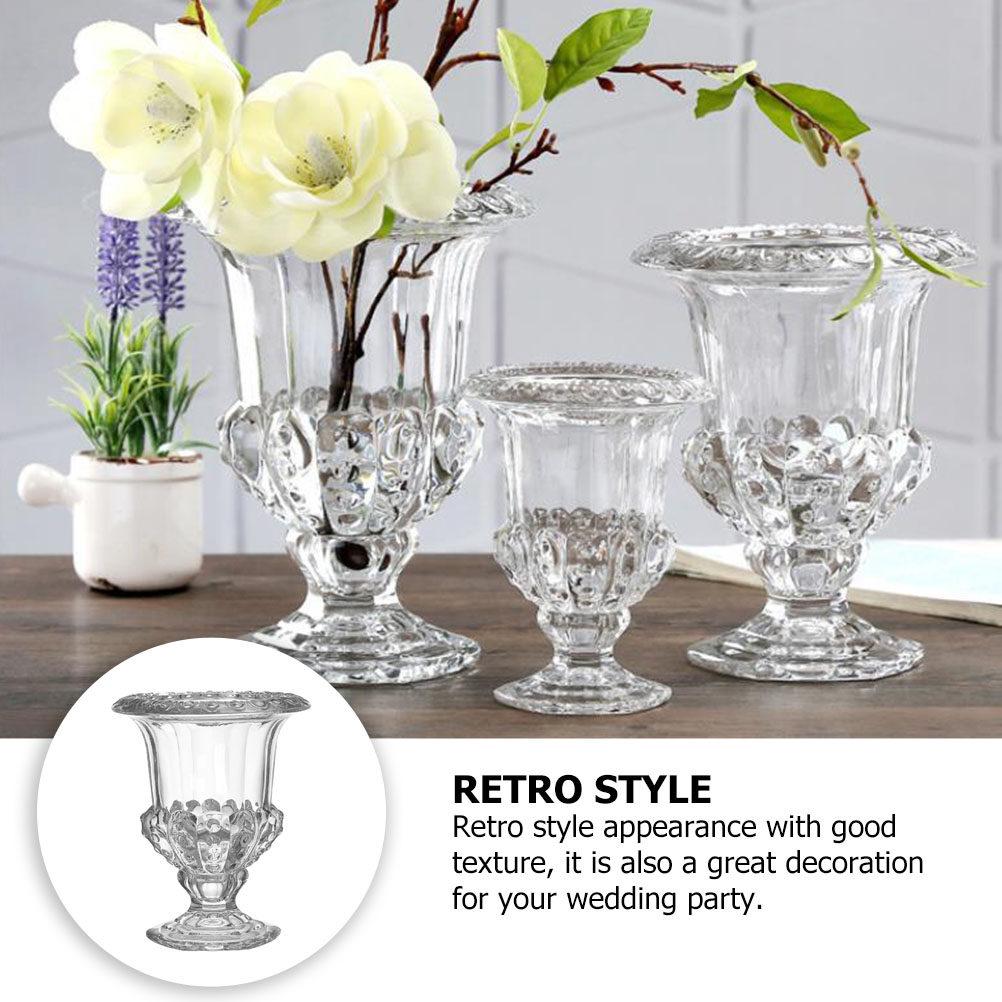 1Pcs Transparent Retro Glass Vase Flower Pot Decoration for Home Office Wedding Desktop Candleholder Flower Arrangement Vase