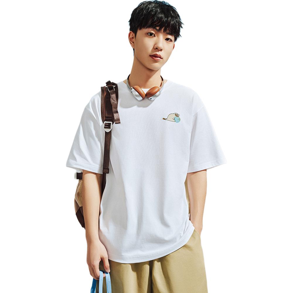 Anta X Seal Look Collaboration Life Series Comfortable Simple Versatile Loose Animal Print Round Neck Pullover Short Sleeve T-Shirt 172528126-1