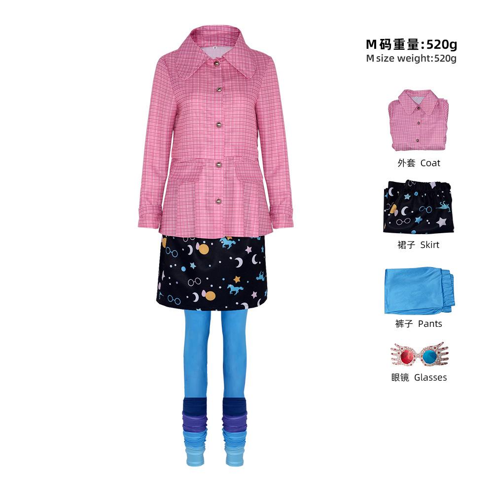 

Luna Cosplay Roleplay Lovegood Costume Magic Movie Glassess Skirts Socking Set Clothing Women Outfits Halloween Carnival Suits M бежевый