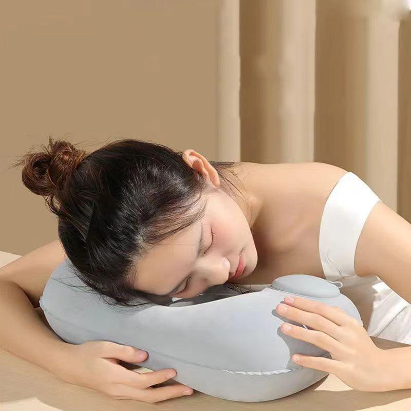 U-shaped Automatic Air Inflatable Pillow Neck Cushion Portable Travel Neck Pillow Outdoor Travel Cushion Camping Gear