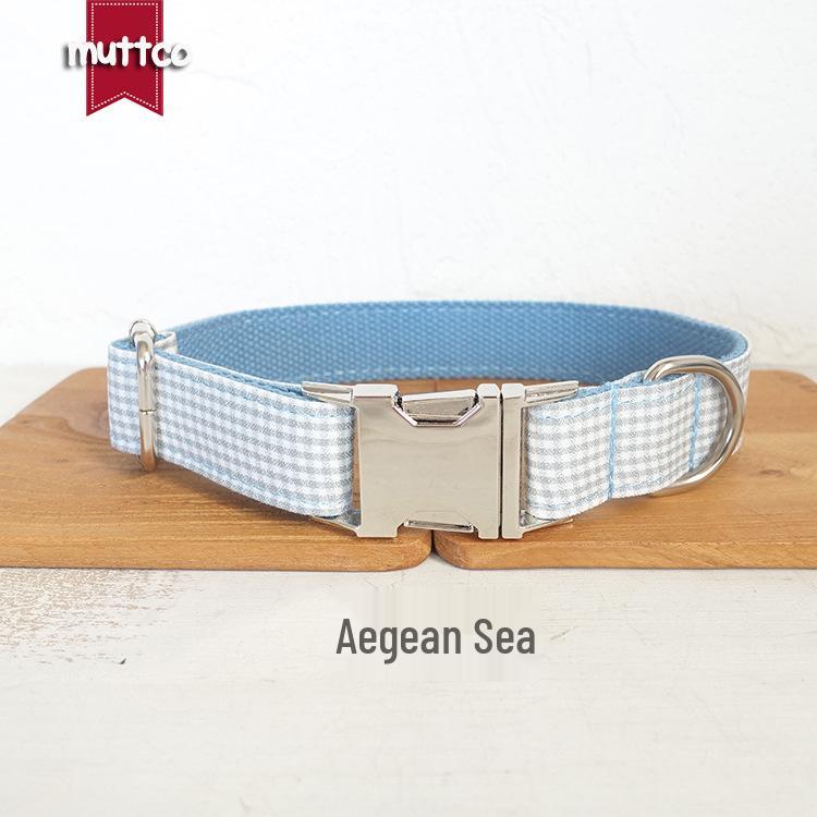 Muttco Blue Plaid Dog Collar - Stylish Pet Accessory Large