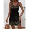 2026 Summer New Arrival Fashionable Women's Striped Print Tank Dress Casual Beach-Style Round-Neck Sleeveless Loose-Fit Dress