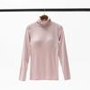Women's Modal Padded High Neck Long Sleeve T-Shirt with Integrated No Underwire Bra Cup Pajama Base Layer