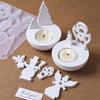 Christmas Series Candle Holder Silicone Mold DIY Plaster Pouring Round Scented Candle Cup Christmas Tree Angel Insert Base Craft
