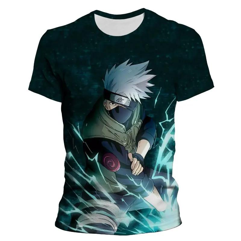 Kakashi Pojke Flicka T-shirt Naruto Shippuden Herr T-shirt 3D-tryck Oversize Kortärmad Japan Anime Herr T-shirt MINISO Herrkläder