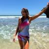 Summer Vacation Printed Slim Women's Suit Fashion Backless Hollow Lace Up Beach Outfit Sexy Asymmetrical Top with Mini Skirt Set