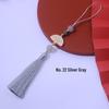 Ancient Style White Tassel Fan Pendant for Hanfu/Qipao Lapel or Phone