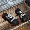 New rhinestone muffin versatile small thick-bottomed cool slippers women wear summer one-word beach slippers
