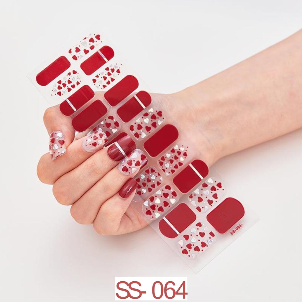 22pcs Sheet Laser Bronzing Full Cover Nail Stickers Long Lasting Tearable Cute Nail Art Wraps Design