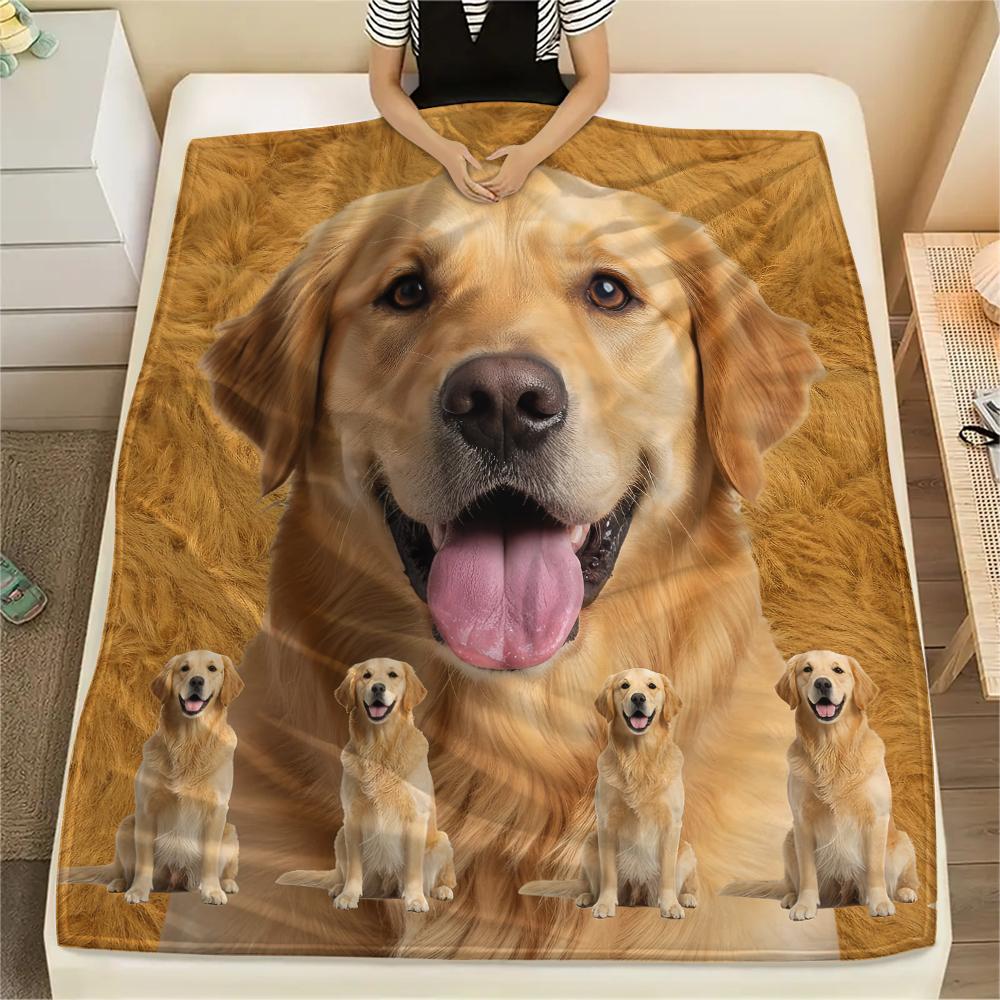 1 st Golden Retriever Husky Tryck Flanellfilt, Hög kvalitet Bekväm för Alla Årstider, Heminredning, Värme och Komfort, Perfekt för Gåvor