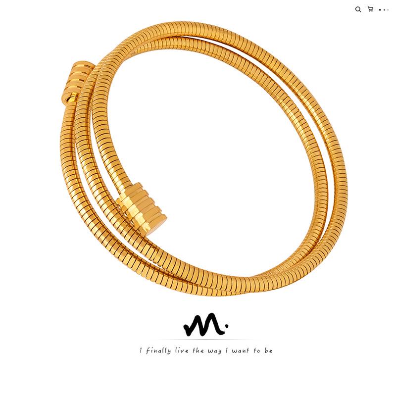 

Минималистичный многослойный браслет-цепочка «змеиная кость» из титановой стали с золотым покрытием для женщин