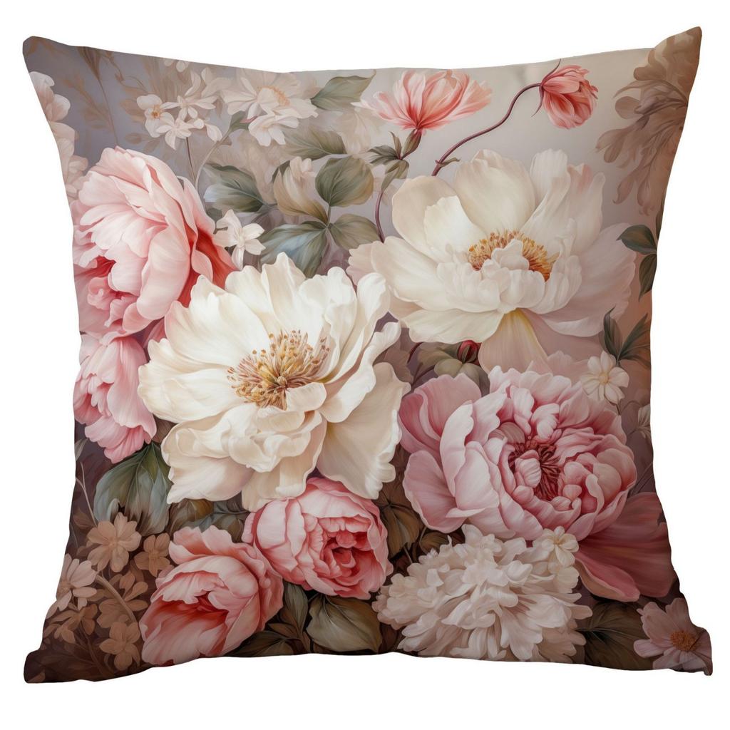 New Retro Old Peony Flower Pillowcase Home Sofa Cushion Pillowcase