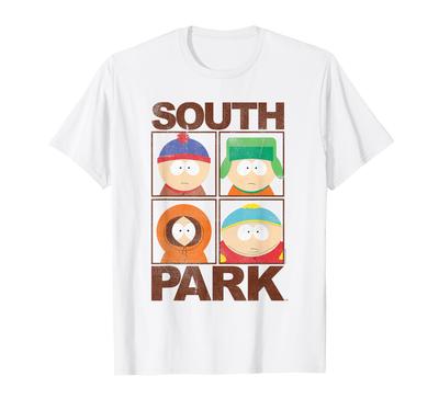 South Park Character Grid Distressed Funny Cartoon T-Shirt