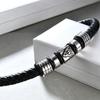 Stainless Steel 9MM Woven Freemason Logo Magnet Bracelet for Men
