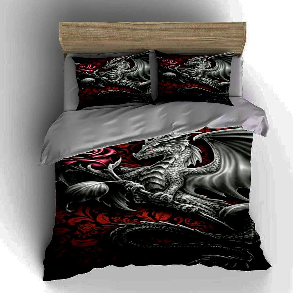 Dragon rose motif Bedding Duvet cover sets Duvet covers Pillowcases gifts (1 * Duvet Cover 2 * Pillowcases, without duvet insert)