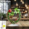 2D Ebene Welle Böhmischer Stil Goldenes Hufeisen Acryl Tischplatten Dekoration Schild, Mit Kleeblatt- und Marienkäfermuster - ein Perfektes Geschenk für St