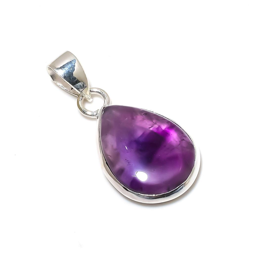 Pendentif en argent sterling 925 avec améthyste naturelle - Design fait main, bijou de tous les jours, pendentif unique, cadeau de fiançailles