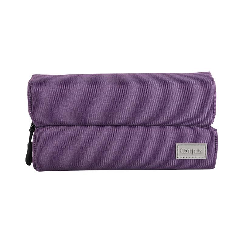 KOKUYO Campus Large-Capacity Tri-Compartment Canvas Pencil Case