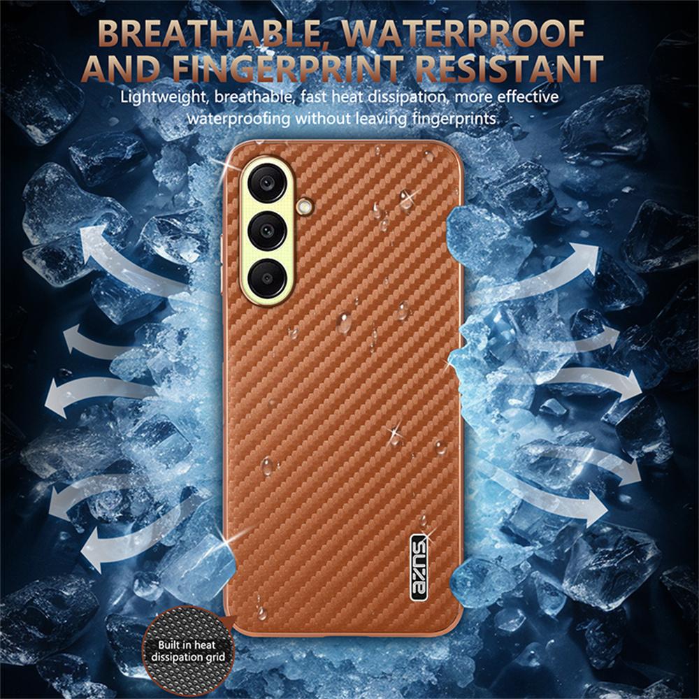 AZNS For Samsung Galaxy A57 5G Case Electroplating Carbon Fiber Texture PU + TPU Phone Cover