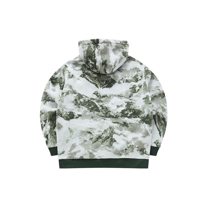 Fila Fusion Full Print Letter Hooded Pullover Fleece Sweatshirt Men sweatshirt Dark-Green T11M341207F-GN