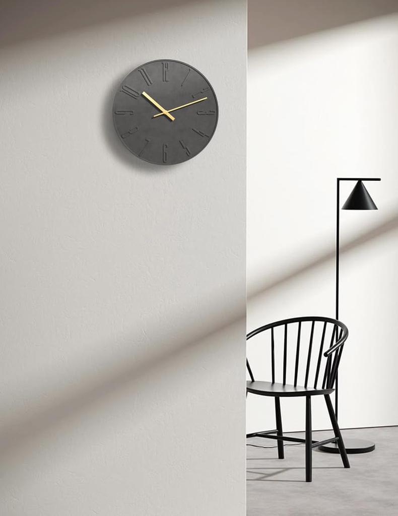 GREEM MARKET GMS03267 Wall Nordic Made of Cement Industrial Index Silent 29cm Made in Item GMS03267 Clock, Radio-Controlled, Modern, Minimalist,