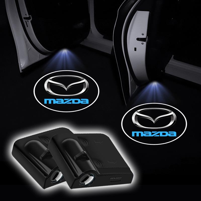 AAET1 2pcs Car Door Emblem Light Laser Welcome HD Projector Lamp For Mazda RX-8 626 BM BL BK GH GJ GL MX-3 MX-5 CX30 Skyactiv 323