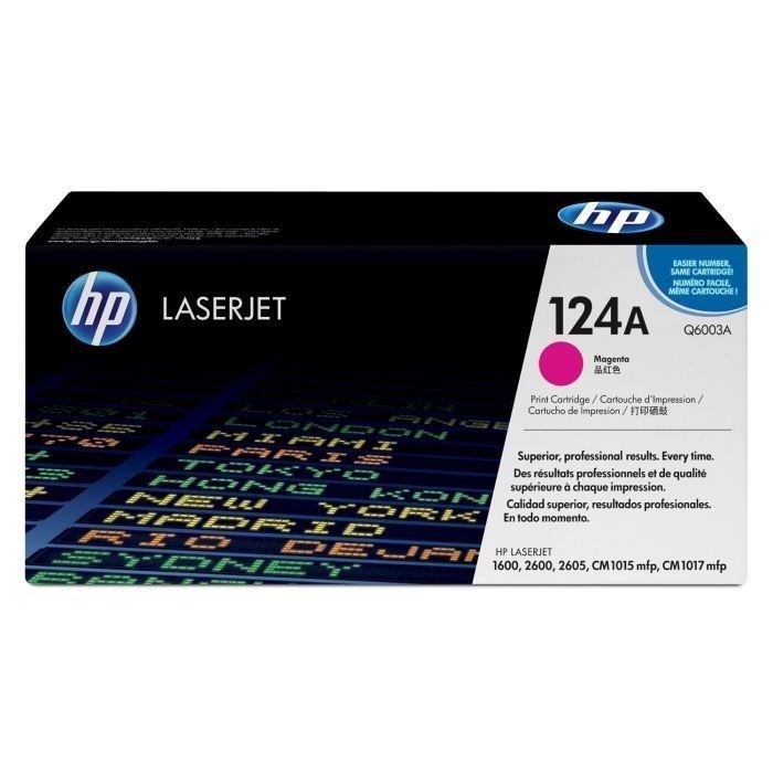 TONER HP 124A (Q6003A) Magenta - Cartouche Authentique Pour Imprimantes HP Color LaserJet 1600/2600/2605/CM1015MFP/CM1017MFP