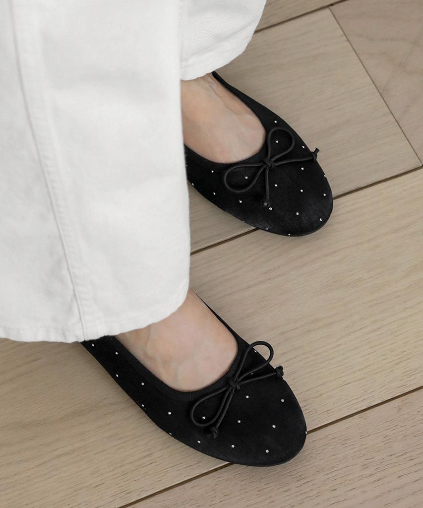 Sappun Dorothy Cubic Mesh Ribbon Flat Shoes (1Cm)