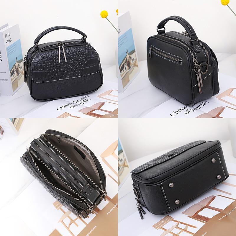Leather Women's Bag New Temperament Shoulder Bag Versatile Crocodile Pattern Commuter Handbag Messenger Bag Women