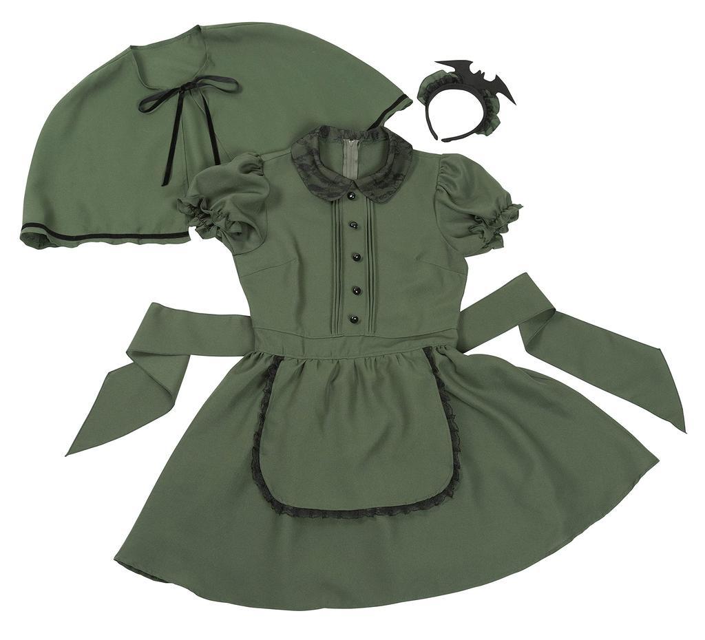Clearstone Halloween Cosplay Western-Style Maid Mini Dress, Women's, Size M, Green