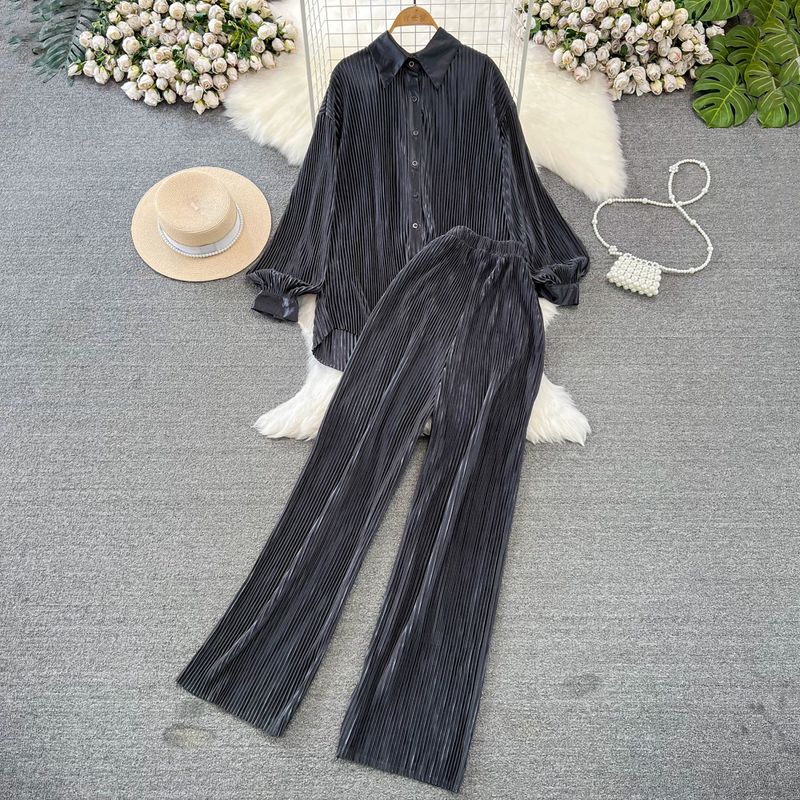 Sanzhai Ruched Socialite Lantern Single-Breasted Fashion Suit