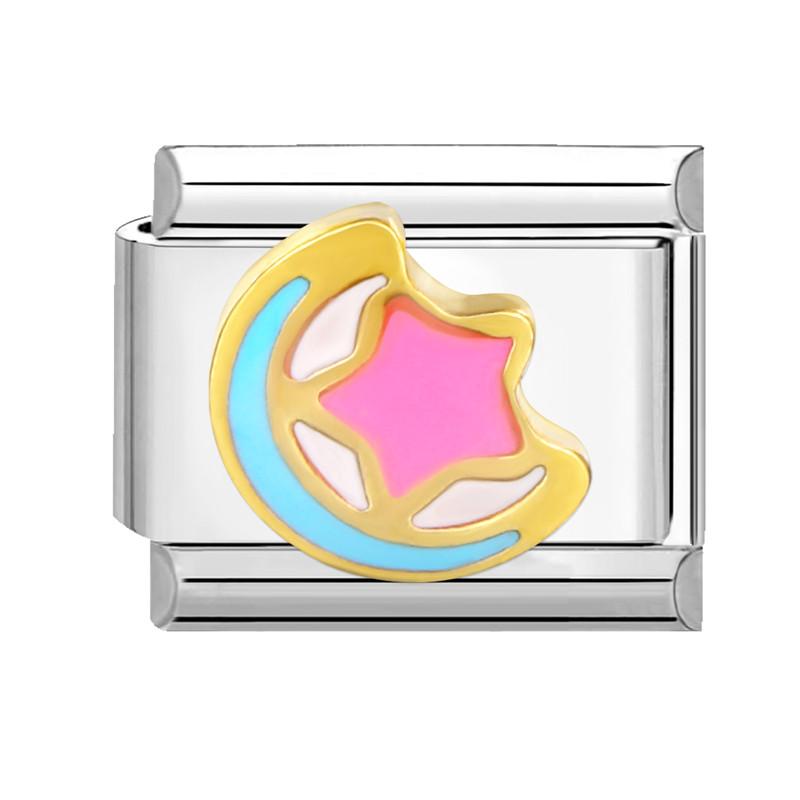 Cartoon Cute Cats Heart Eyes Flowers Cheese Beads Fit 9mm Italian Charms Link Bracelet Stainless Steel Jewelry DIY Making Gifts