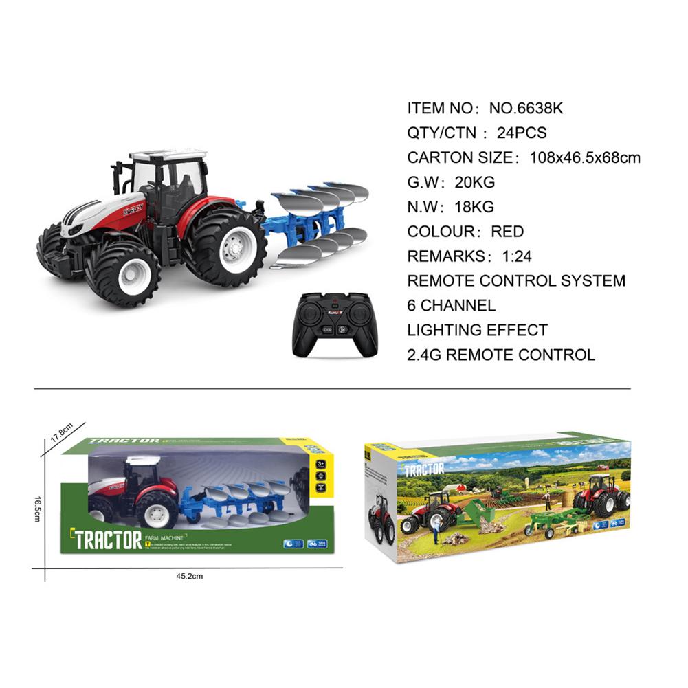 1:24 Remote Control Car For Kids Simulation Electric Farmer Harvester Tractor Model With Lights Christmas Gifts For Boys Girls