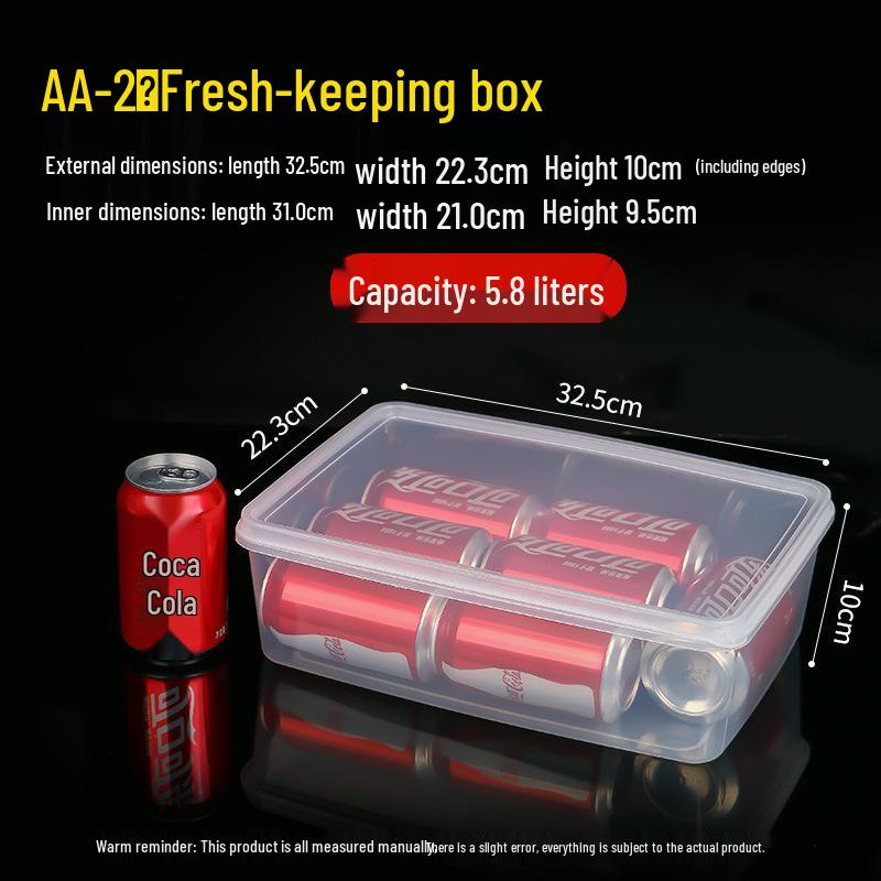 Clear Plastic Rectangular Food Storage Box with Sealed Lid for Refrigerator