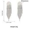 1 Pair Shiny Rhinestone Chandelier Tassel Earrings Long Ear Dangle Earring Geometric Shape Bridal Dangling Fringe Jewelry