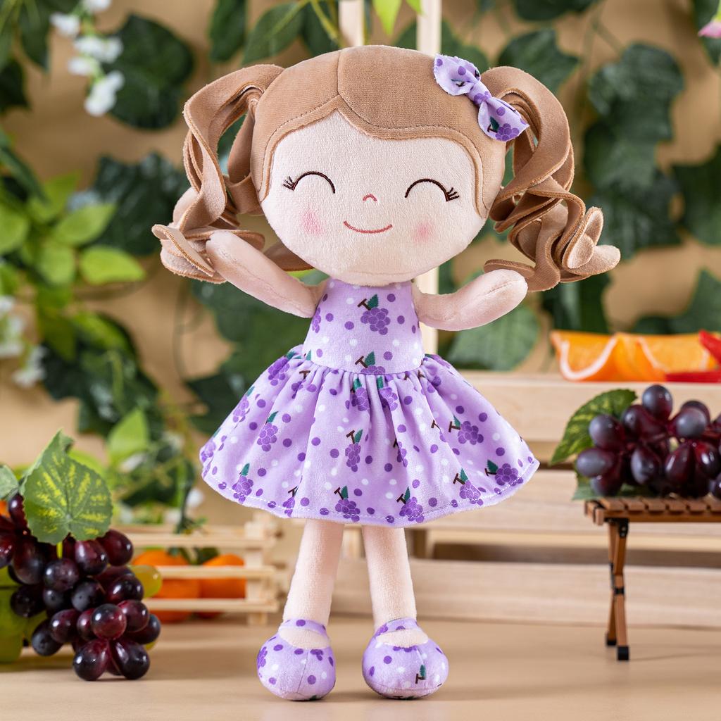 Plush Toys Baby Dolls Fruit Toys Curly Hair Dolls Christmas Gifts 30cm Grape