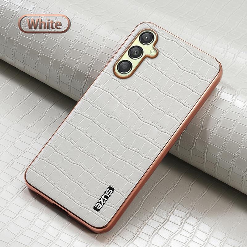 

Для Samsung Galaxy A16 A15 A06 A05S A54 A34 A14 A55 A35 A25 Роскошные кожаные чехлы для телефонов с узором под крокодила Защитная задняя крышка A25 5G белый