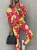 1116 New Women's Clothing European and American Spring and Autumn Floral Printing Casual Long-sleeved Sports Suit