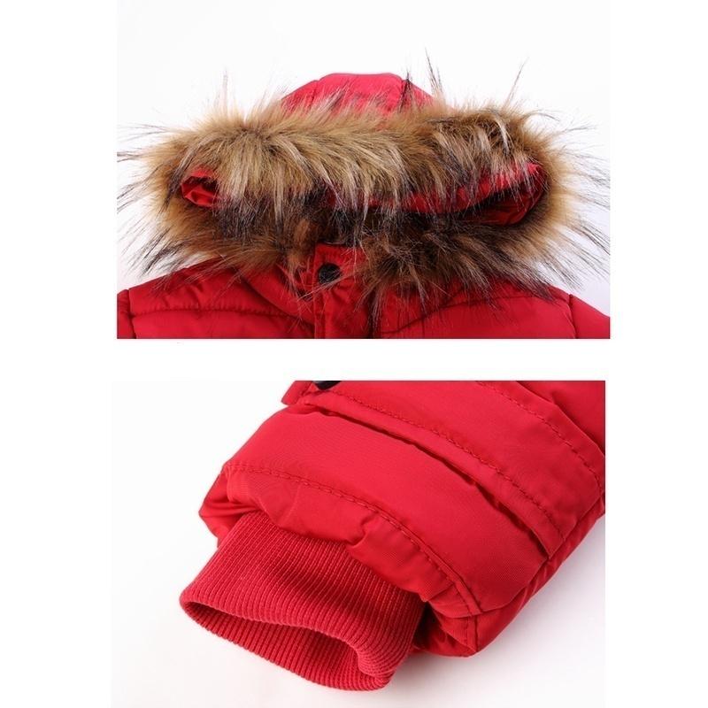 Boy Child Coats Kids Down Jacket Winter Warm Fur Collar Hooded Coat Thicken Padded Cotton Clothes