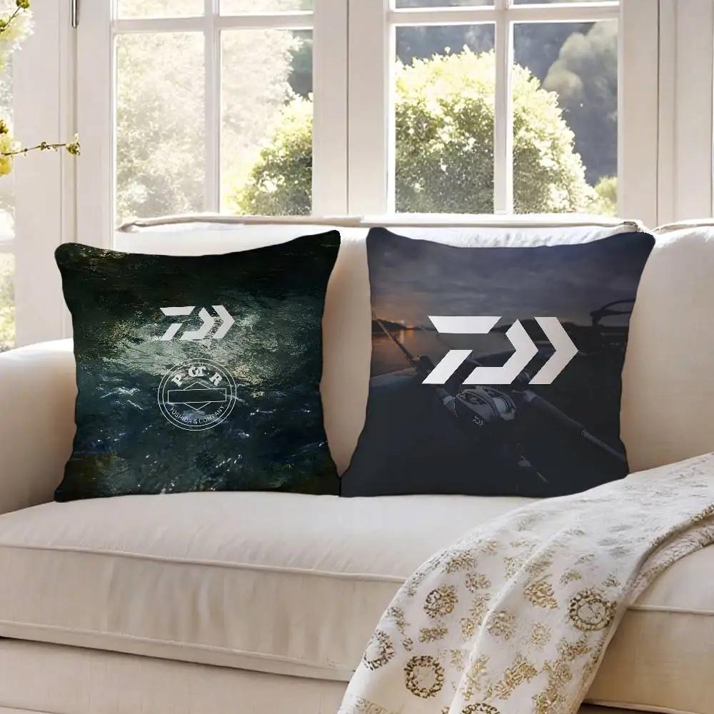 Cool DuckDAIWAAWARE For Fishing Art Pillow Case Anti-dustmite Pillowcase Invisible Zipper Silky Short Plush Sofa Cushion Cover