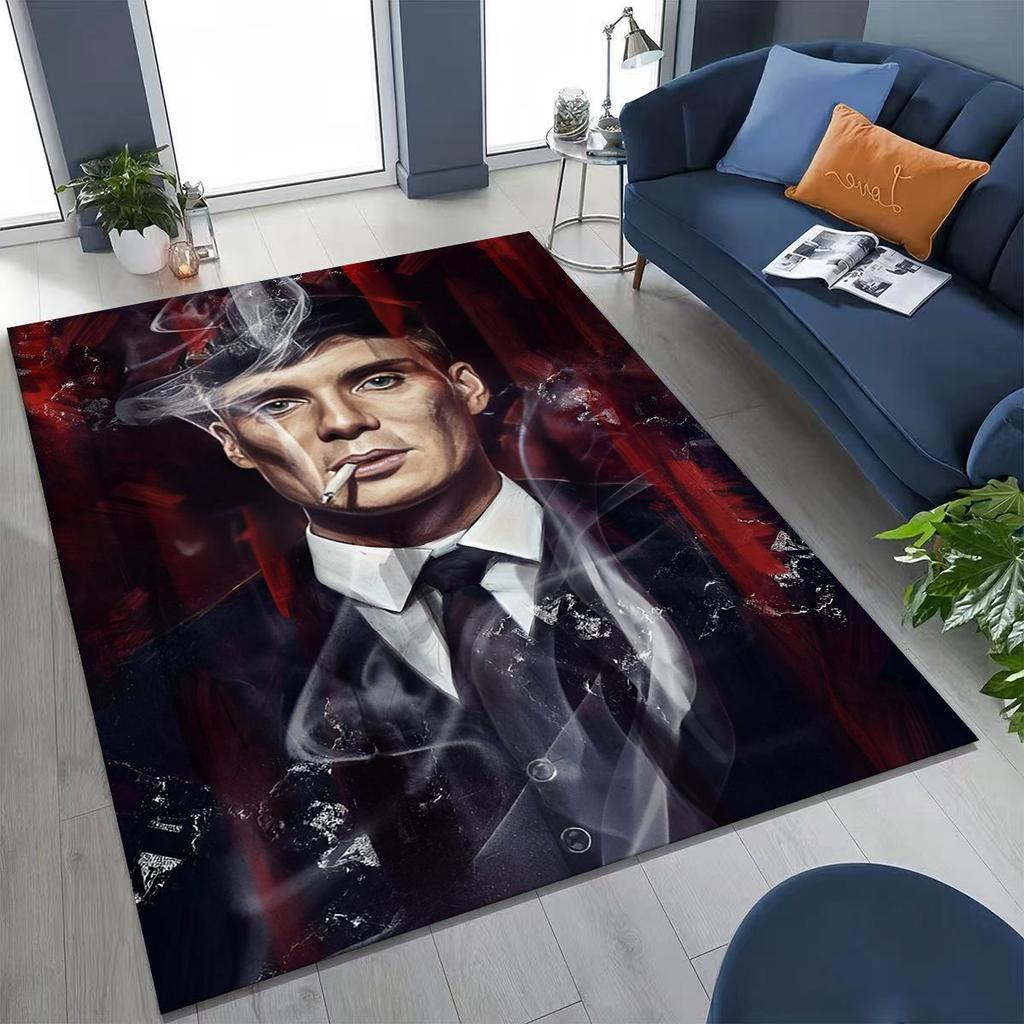 3D Tommy Shelby P-Peaky B-Blinders Kunst Teppich für Schlafzimmer Wohnzimmer Sofa Zuhause Fußmatte Dekor, Große Kinder Rutschfeste Bodenmatte