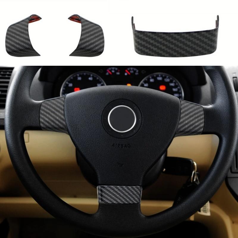 3pcs Steering Wheel Decorative Covers Set ABS Resin Steering Wheel Protection Covers For Volkswagen Golf 5 MK5, Passat B6