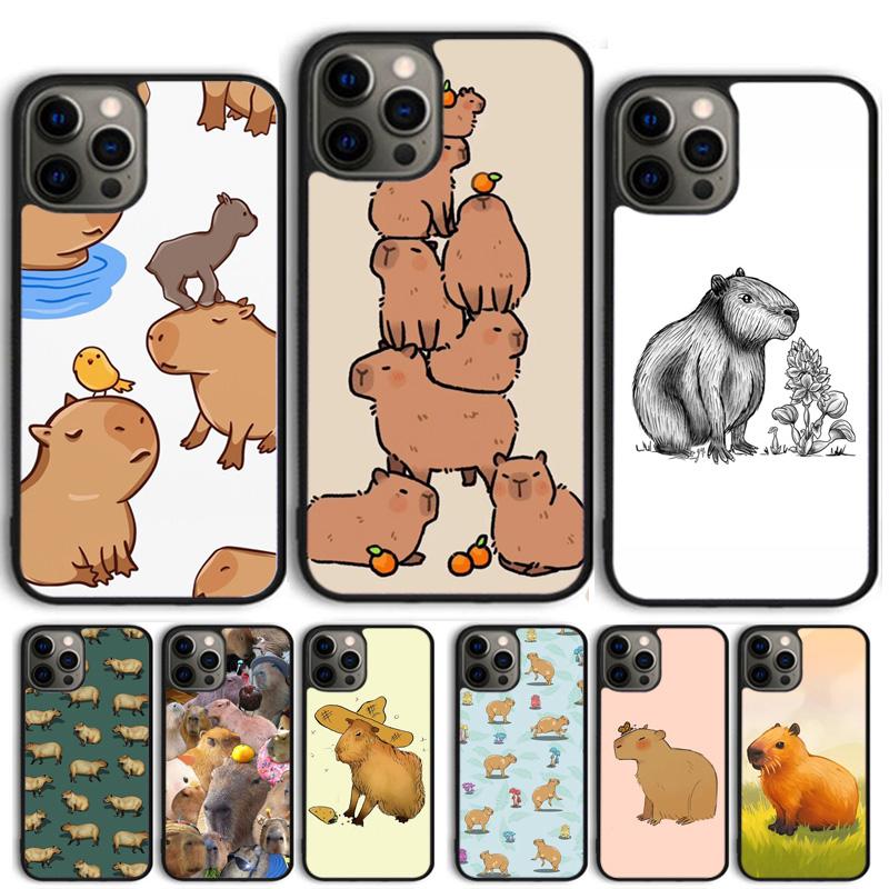 Cute Cartoon Capybara Phone Case For iPhone 17 Air 15 16 Cover 11 13 14 Pro Max 12 Plus Max Fundas