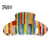Smooth Surface Hair Clip Claw for Women, Hollow Widened with Curved Transparent Anti-Slip Teeth, Acrylic Rainbow Design Accessory Teeth