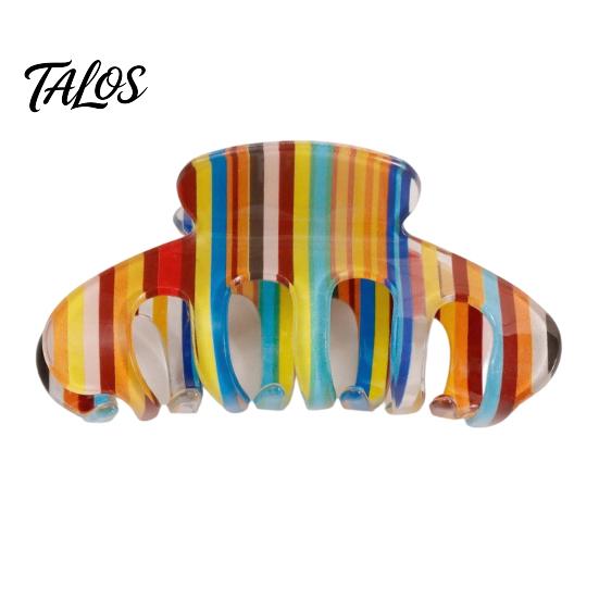 Smooth Surface Hair Clip Claw for Women, Hollow Widened with Curved Transparent Anti-Slip Teeth, Acrylic Rainbow Design Accessory Teeth